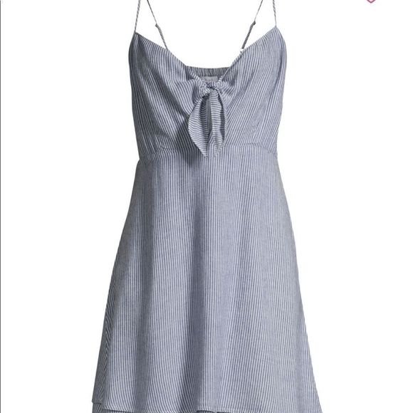 Rails August Bow Tie Dress in August Blue Chambray Pinstripe NWT size Large - Picture 4 of 14